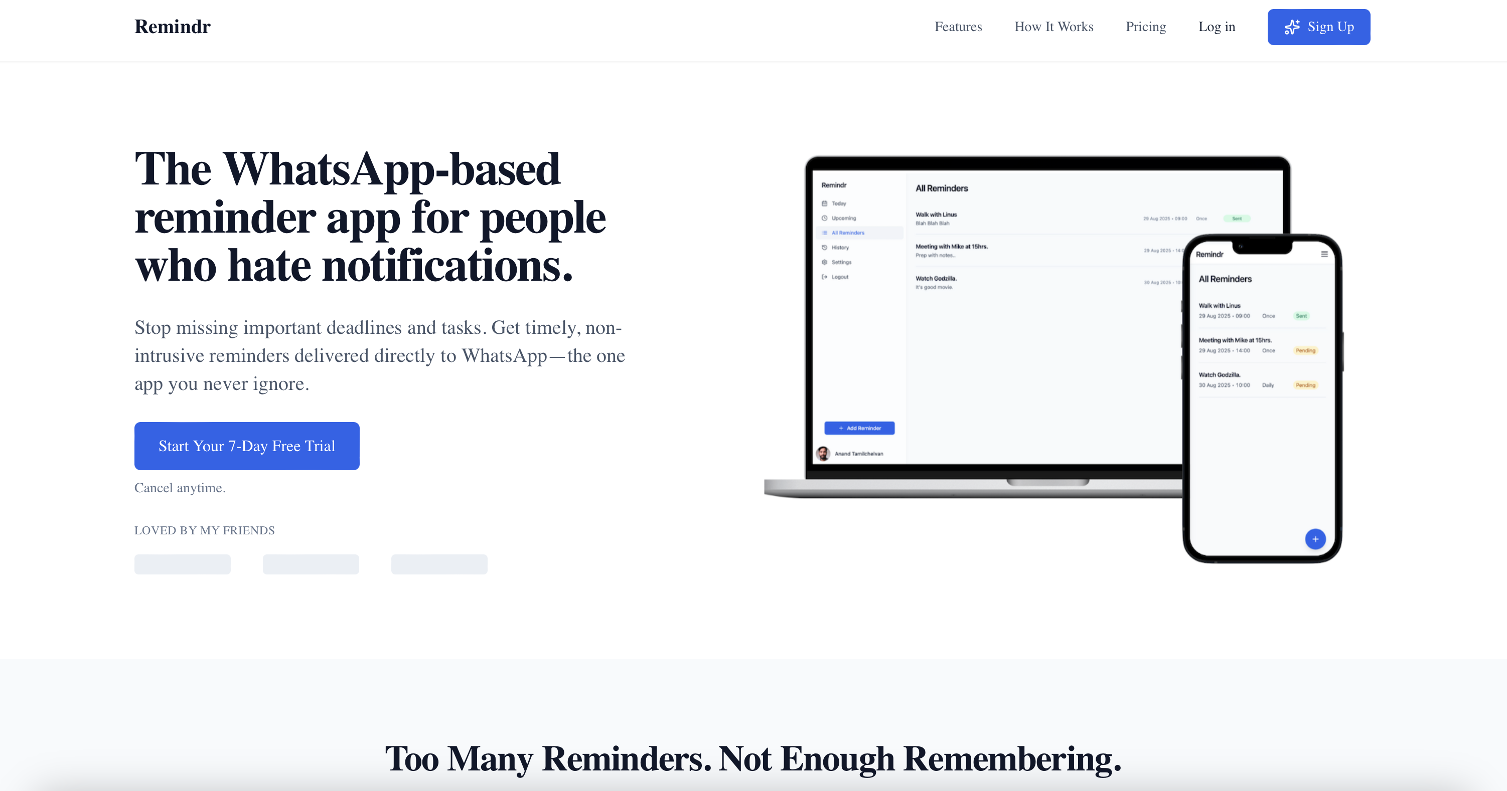 Remindr app preview